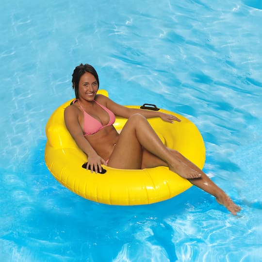 3.5ft. Yellow Bubble Seat Inflatable Swimming Pool Float